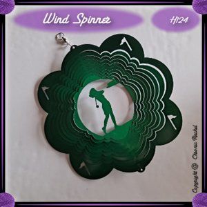 12" Golf Woman Green Starlight Wind Spinner